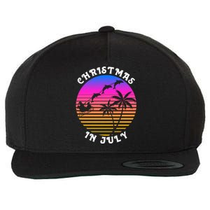 Christmas In July Xmas Dolphins Santa Carriage Beach Party Gift Wool Snapback Cap