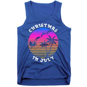 Christmas In July Xmas Dolphins Santa Carriage Beach Party Gift Tank Top