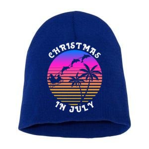 Christmas In July Xmas Dolphins Santa Carriage Beach Party Gift Short Acrylic Beanie