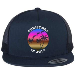 Christmas In July Xmas Dolphins Santa Carriage Beach Party Gift Flat Bill Trucker Hat