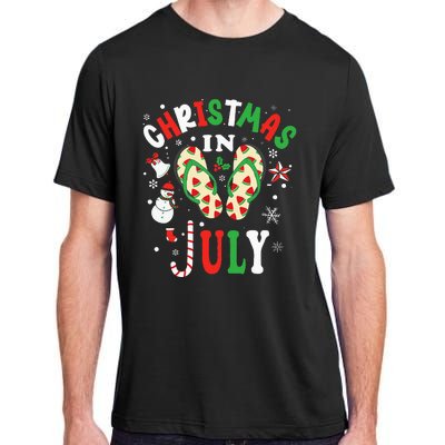 Christmas In July Flip Flops Summer Vacation Beach Lovers Adult ChromaSoft Performance T-Shirt