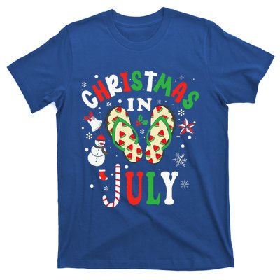 Christmas In July Flip Flops Summer Vacation Beach Lovers T-Shirt