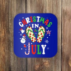 Christmas In July Flip Flops Summer Vacation Beach Lovers Coaster