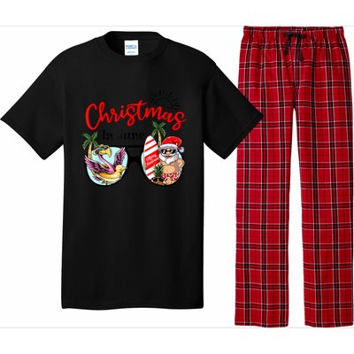 Christmas In June Sunglasses Santa Flamingo Summer Vacation Pajama Set