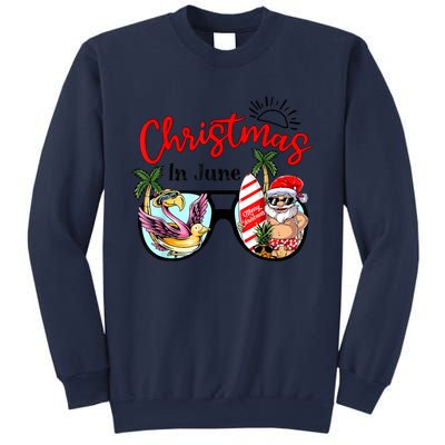 Christmas In June Sunglasses Santa Flamingo Summer Vacation Sweatshirt