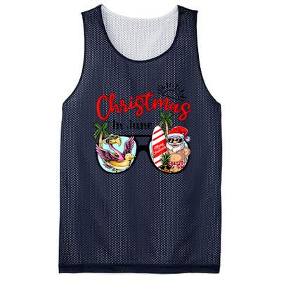 Christmas In June Sunglasses Santa Flamingo Summer Vacation Mesh Reversible Basketball Jersey Tank