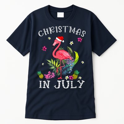 Christmas In July For Women Pink Flamingo Tall T-Shirt