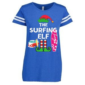 Christmas In July Surfing Elf Summer Beach Vacation Party Enza Ladies Jersey Football T-Shirt