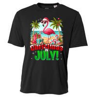 Christmas In July Flamingo Beach Summer Hawaii Cooling Performance Crew T-Shirt