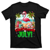 Christmas In July Flamingo Beach Summer Hawaii T-Shirt