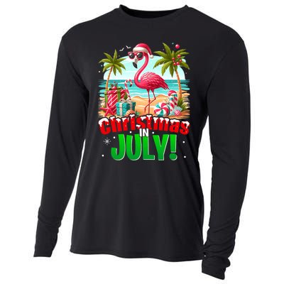 Christmas In July Flamingo Beach Summer Hawaii Cooling Performance Long Sleeve Crew