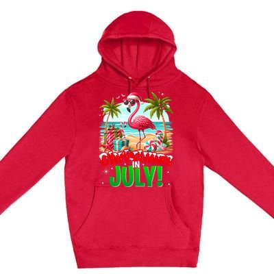 Christmas In July Flamingo Beach Summer Hawaii Premium Pullover Hoodie