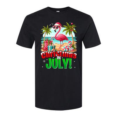 Christmas In July Flamingo Beach Summer Hawaii Softstyle® CVC T-Shirt