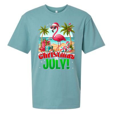 Christmas In July Flamingo Beach Summer Hawaii Sueded Cloud Jersey T-Shirt