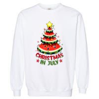 Christmas In July Shirts Women Watermelon Xmas Tree Garment-Dyed Sweatshirt