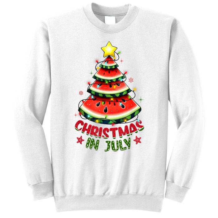 Christmas In July Shirts Women Watermelon Xmas Tree Sweatshirt