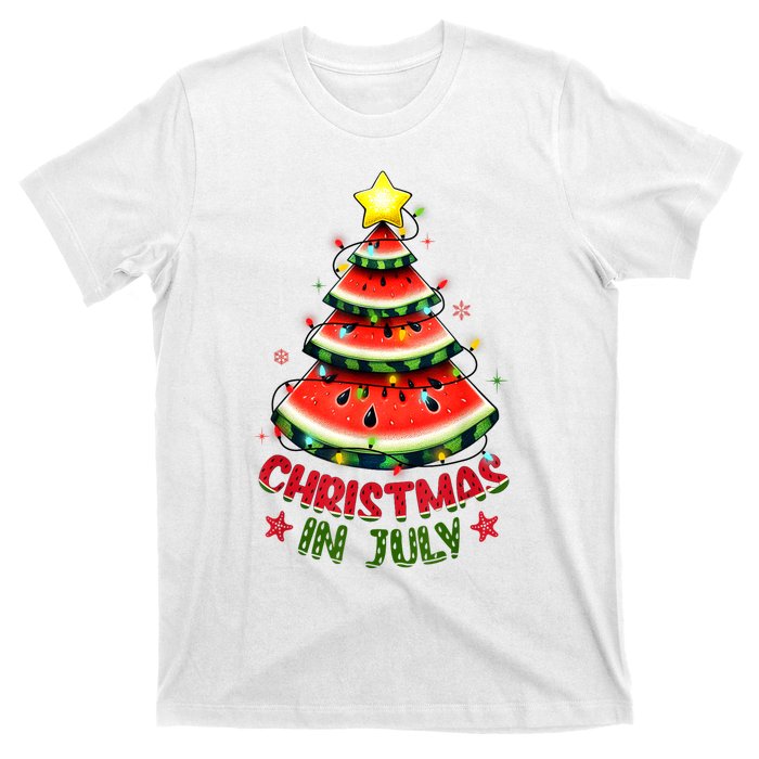 Christmas In July Shirts Women Watermelon Xmas Tree T-Shirt