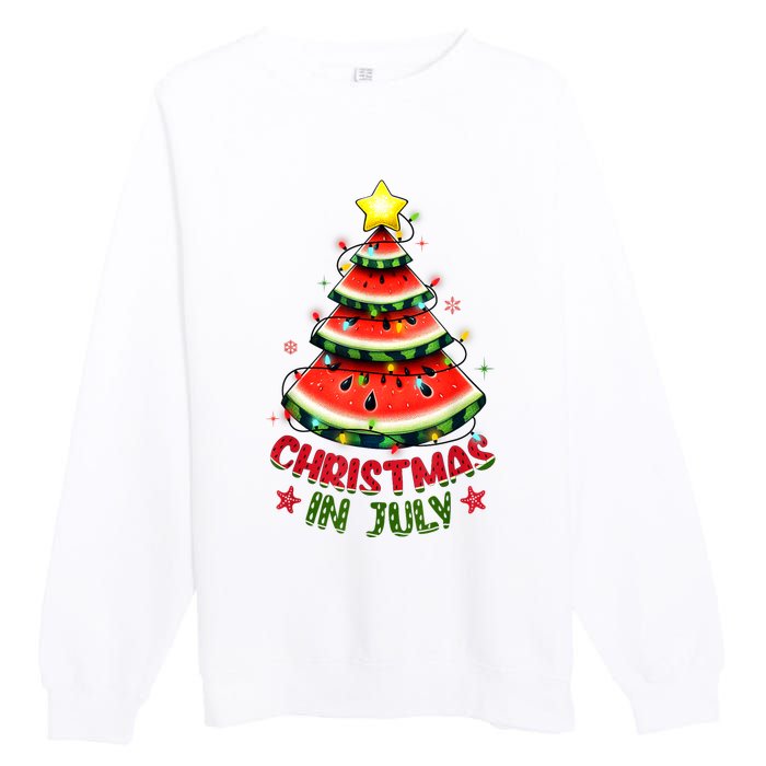 Christmas In July Shirts Women Watermelon Xmas Tree Premium Crewneck Sweatshirt