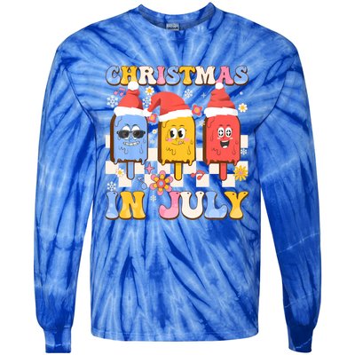 Christmas In July Ice Pops Santa Hat Summer Cool Gift Tie-Dye Long Sleeve Shirt