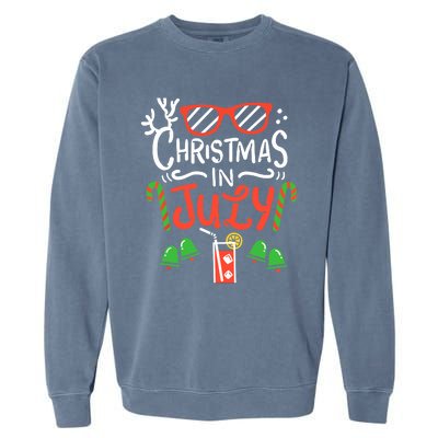 Christmas In July Summer Beach Vacation Garment-Dyed Sweatshirt