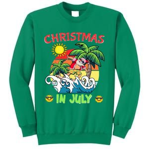 Christmas In July Funny Santa Surfing Summer Beach Vacation Sweatshirt