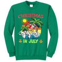 Christmas In July Funny Santa Surfing Summer Beach Vacation Sweatshirt