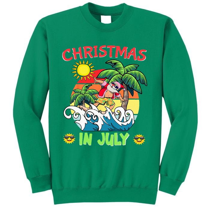 Christmas In July Funny Santa Surfing Summer Beach Vacation Sweatshirt