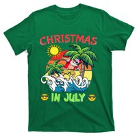 Christmas In July Funny Santa Surfing Summer Beach Vacation T-Shirt