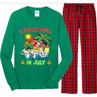 Christmas In July Funny Santa Surfing Summer Beach Vacation Long Sleeve Pajama Set