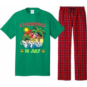 Christmas In July Funny Santa Surfing Summer Beach Vacation Pajama Set