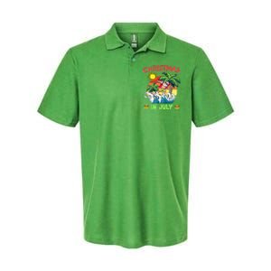 Christmas In July Funny Santa Surfing Summer Beach Vacation Softstyle Adult Sport Polo