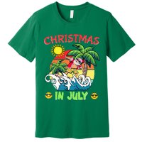 Christmas In July Funny Santa Surfing Summer Beach Vacation Premium T-Shirt