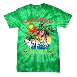 Christmas In July Funny Santa Surfing Summer Beach Vacation Tie-Dye T-Shirt