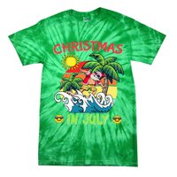 Christmas In July Funny Santa Surfing Summer Beach Vacation Tie-Dye T-Shirt