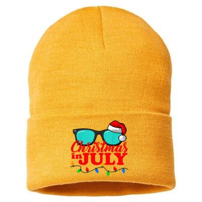 Christmas In July Santa Hat Sunglasses Summer Celebration Sustainable Knit Beanie