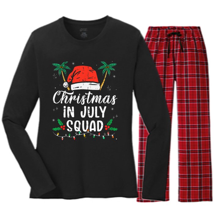 Christmas In July Squad Funny Summer Xmas Women's Long Sleeve Flannel Pajama Set 