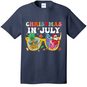 Christmas In July Santa Sunglasses Summer Beach Funny Xmas T-Shirt