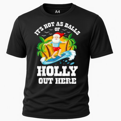 Christmas In July ItS Hot Out Here Beach Summer Santa Cooling Performance Crew T-Shirt