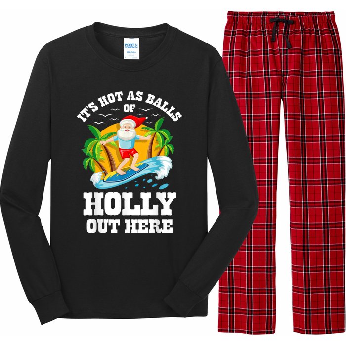 Christmas In July ItS Hot Out Here Beach Summer Santa Long Sleeve Pajama Set