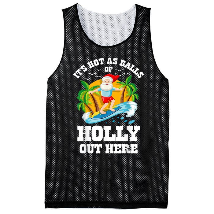 Christmas In July ItS Hot Out Here Beach Summer Santa Mesh Reversible Basketball Jersey Tank