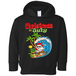 Christmas In July Santa Hawaiian Summer Surf Surfing Surfer Toddler Hoodie