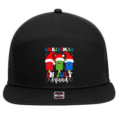 Christmas In July Squad Santa Hats Popsicles Xmas Vibes 7 Panel Mesh Trucker Snapback Hat