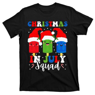 Christmas In July Squad Santa Hats Popsicles Xmas Vibes T-Shirt