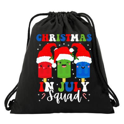 Christmas In July Squad Santa Hats Popsicles Xmas Vibes Drawstring Bag
