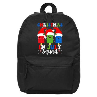 Christmas In July Squad Santa Hats Popsicles Xmas Vibes 16 in Basic Backpack