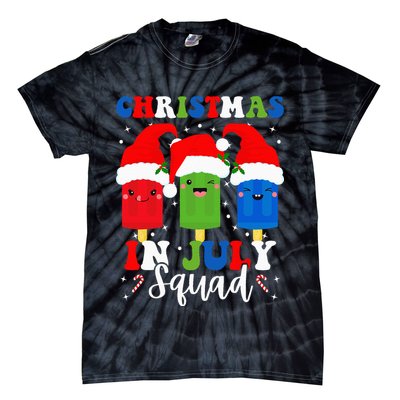 Christmas In July Squad Santa Hats Popsicles Xmas Vibes Tie-Dye T-Shirt