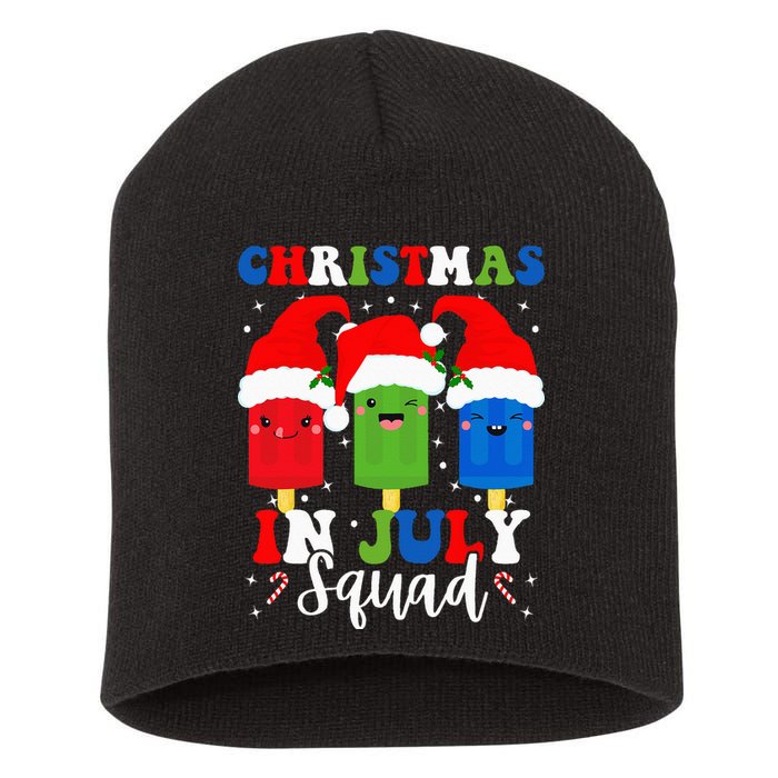 Christmas In July Squad Santa Hats Popsicles Xmas Vibes Short Acrylic Beanie