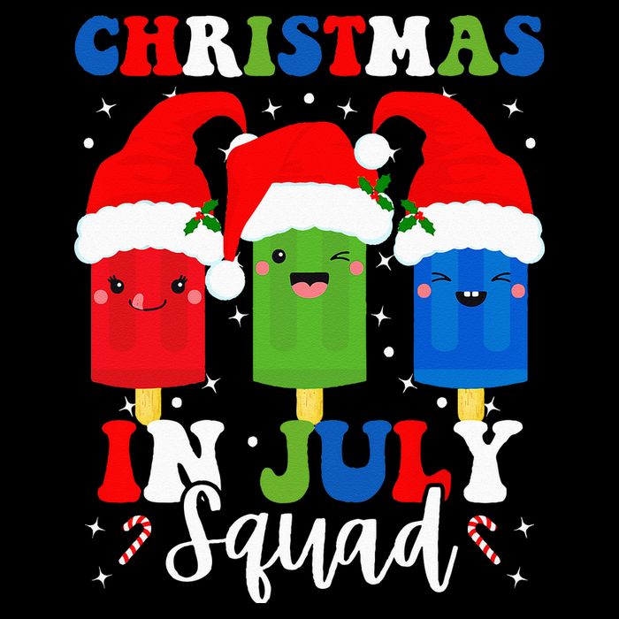 Christmas In July Squad Santa Hats Popsicles Xmas Vibes Short Acrylic Beanie