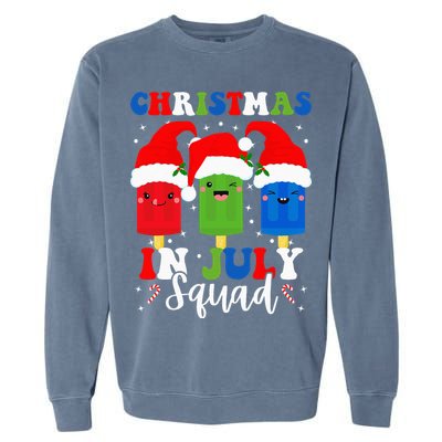Christmas In July Squad Santa Hats Popsicles Xmas Vibes Garment-Dyed Sweatshirt