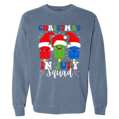 Christmas In July Squad Santa Hats Popsicles Xmas Vibes Garment-Dyed Sweatshirt